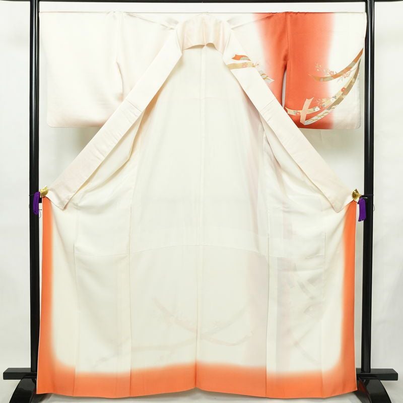 訪問着 綸子 正絹 古典柄 袷仕立て 身丈165cm 裄丈68cm リサイクル着物 着物 金彩 入学式 卒業式 七五三 お宮参り フォーマル ピンク_画像3