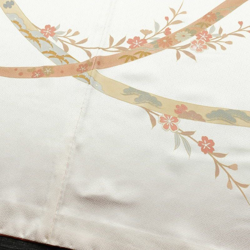 訪問着 綸子 正絹 古典柄 袷仕立て 身丈165cm 裄丈68cm リサイクル着物 着物 金彩 入学式 卒業式 七五三 お宮参り フォーマル ピンク_画像13