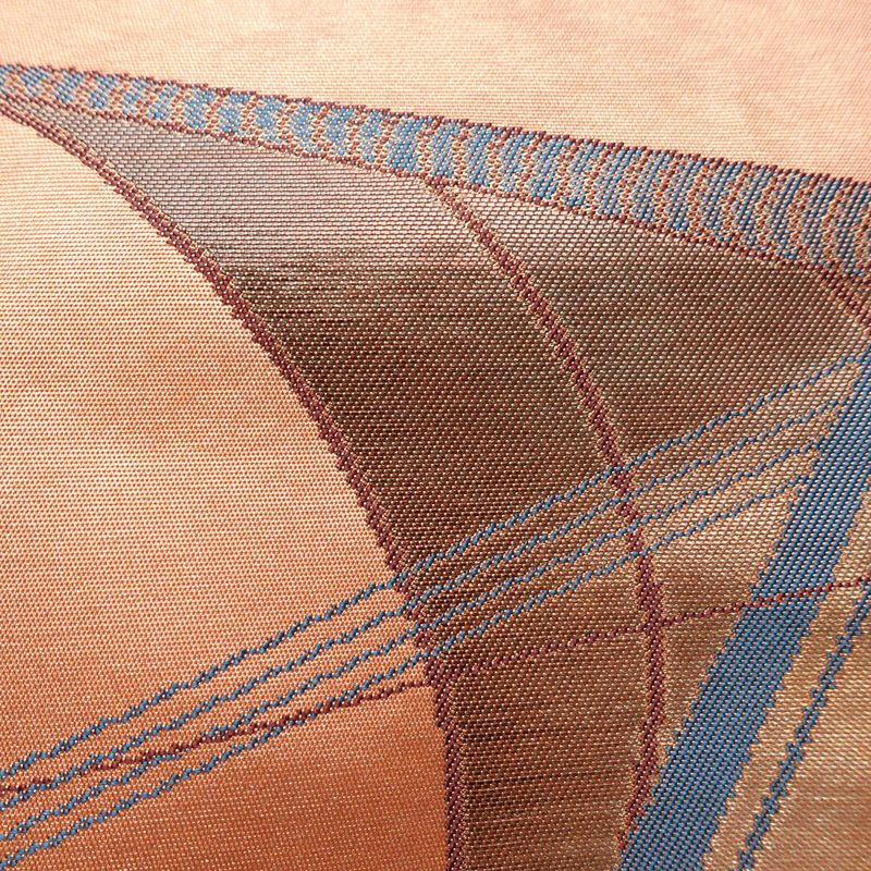 名古屋帯 太鼓柄 良品 正絹 幾何学柄・抽象柄 名古屋仕立て なごや帯 リサイクル帯 帯 箔 シンプル ピンク_画像5