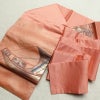 名古屋帯 太鼓柄 良品 正絹 幾何学柄・抽象柄 名古屋仕立て なごや帯 リサイクル帯 帯 箔 シンプル ピンク_画像17