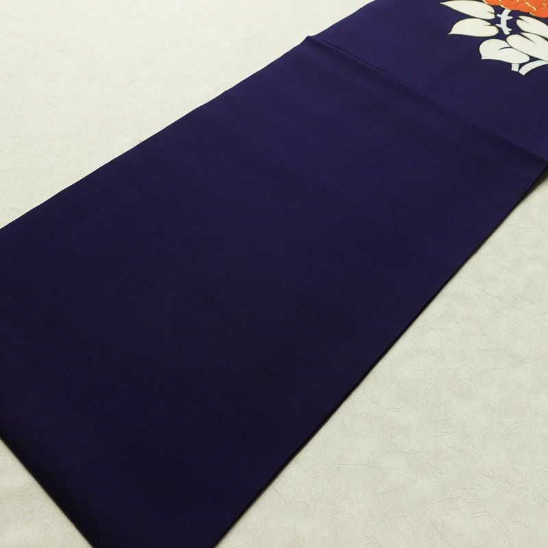 名古屋帯 太鼓柄 金駒刺繍 正絹 花柄 名古屋仕立て なごや帯 リサイクル帯 帯 金彩 シンプル 青・紺_画像8