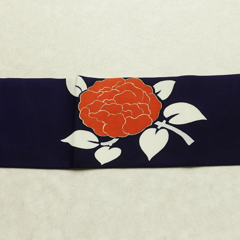 名古屋帯 太鼓柄 金駒刺繍 正絹 花柄 名古屋仕立て なごや帯 リサイクル帯 帯 金彩 シンプル 青・紺_画像11