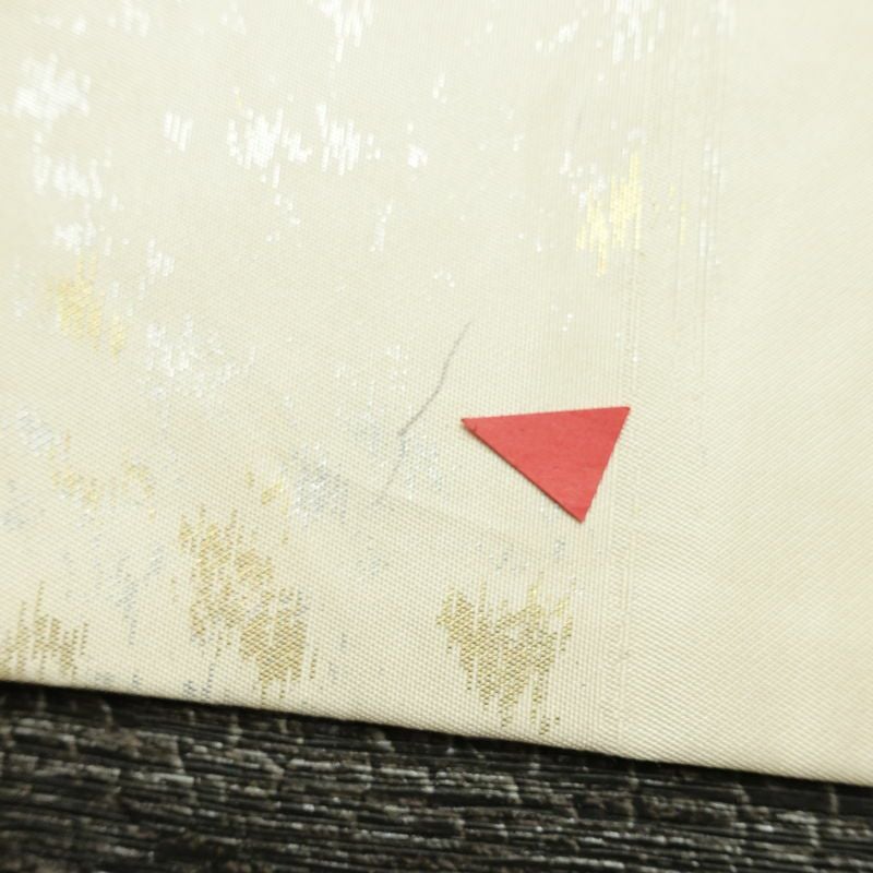 名古屋帯 太鼓柄 正絹 花柄 名古屋仕立て なごや帯 リサイクル帯 帯 刺繍 箔 椿 白_画像13