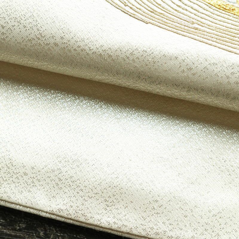 名古屋帯 太鼓柄 金駒刺繍 正絹 古典柄 通し仕立て なごや帯 リサイクル帯 帯 刺繍 箔 松 菊 金・銀_画像8