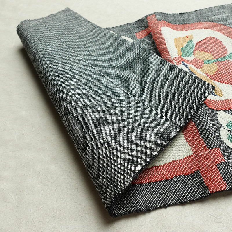 名古屋帯 六通柄 正絹 人物・動物柄 松葉仕立て なごや帯 リサイクル帯 帯 紬地 グレー_画像11