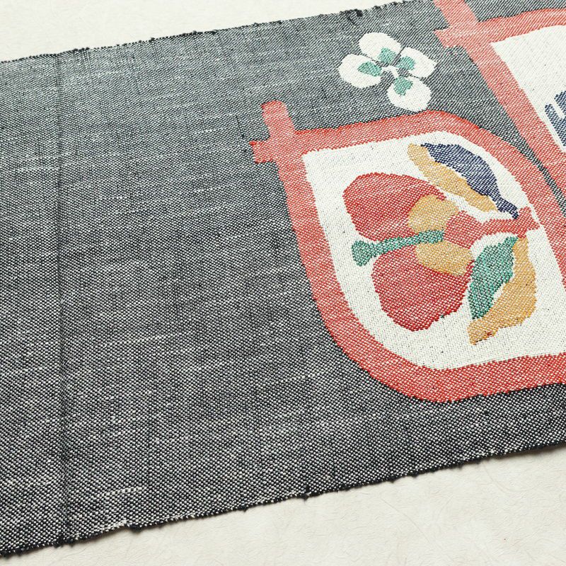 名古屋帯 六通柄 正絹 人物・動物柄 松葉仕立て なごや帯 リサイクル帯 帯 紬地 グレー_画像17