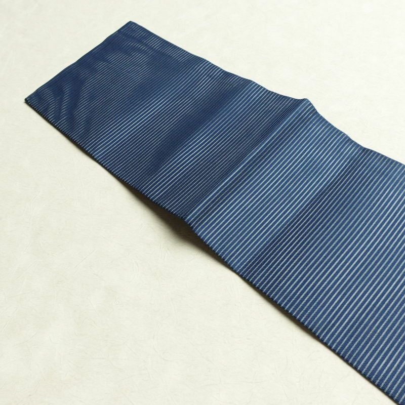 名古屋帯 太鼓柄 良品 夏用 金駒刺繍 正絹 幾何学柄・抽象柄 名古屋仕立て なごや帯 リサイクル帯 帯 刺繍 青・紺_画像15