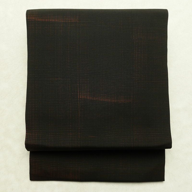 名古屋帯 全通柄 正絹 その他の柄 通し仕立て なごや帯 リサイクル帯 帯 モダン 茶_画像1