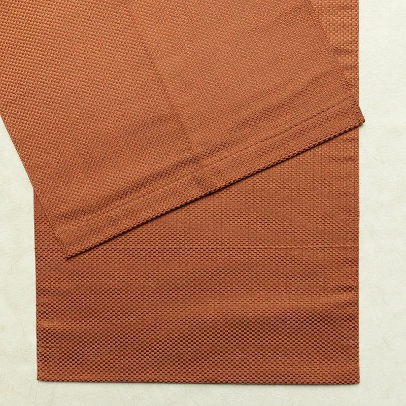 名古屋帯 太鼓柄 正絹 幾何学柄・抽象柄 通し仕立て なごや帯 リサイクル帯 帯 モダン シンプル 茶_画像11