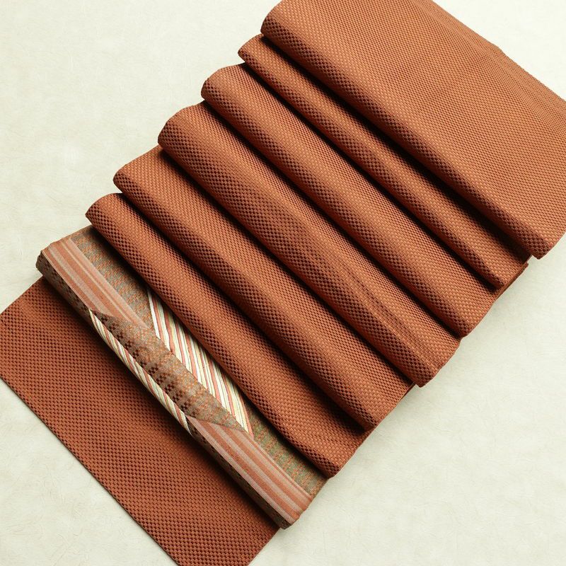 名古屋帯 太鼓柄 正絹 幾何学柄・抽象柄 通し仕立て なごや帯 リサイクル帯 帯 モダン シンプル 茶_画像18