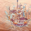 名古屋帯 宝来祝船文 太鼓柄 正絹 古典柄 名古屋仕立て なごや帯 リサイクル帯 帯 刺繍 洒落 ピンク_画像2