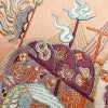 名古屋帯 宝来祝船文 太鼓柄 正絹 古典柄 名古屋仕立て なごや帯 リサイクル帯 帯 刺繍 洒落 ピンク_画像6