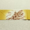 名古屋帯 太鼓柄 良品 正絹 風景柄 名古屋仕立て なごや帯 リサイクル帯 帯 金彩 黄・黄土色_画像15