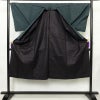 男性用 紬 着物 美品 羽織付き 2点セット しつけ糸付き アンサンブル 正絹 無地 袷仕立て 身丈136cm 裄丈67.5cm リサイクル着物 着物 青緑 緑・うぐいす色_画像2
