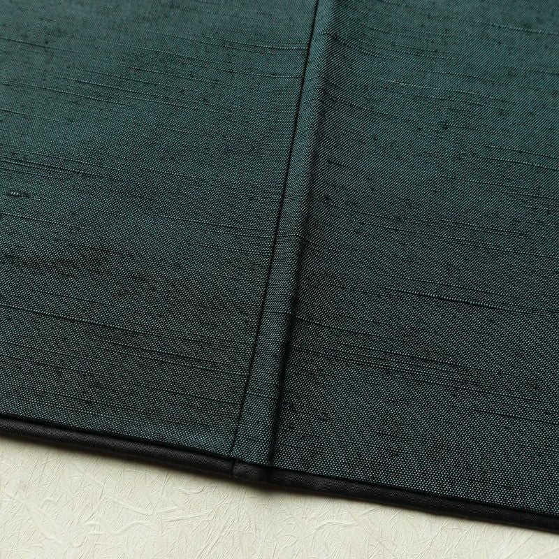 男性用 紬 着物 美品 羽織付き 2点セット しつけ糸付き アンサンブル 正絹 無地 袷仕立て 身丈136cm 裄丈67.5cm リサイクル着物 着物 青緑 緑・うぐいす色_画像10