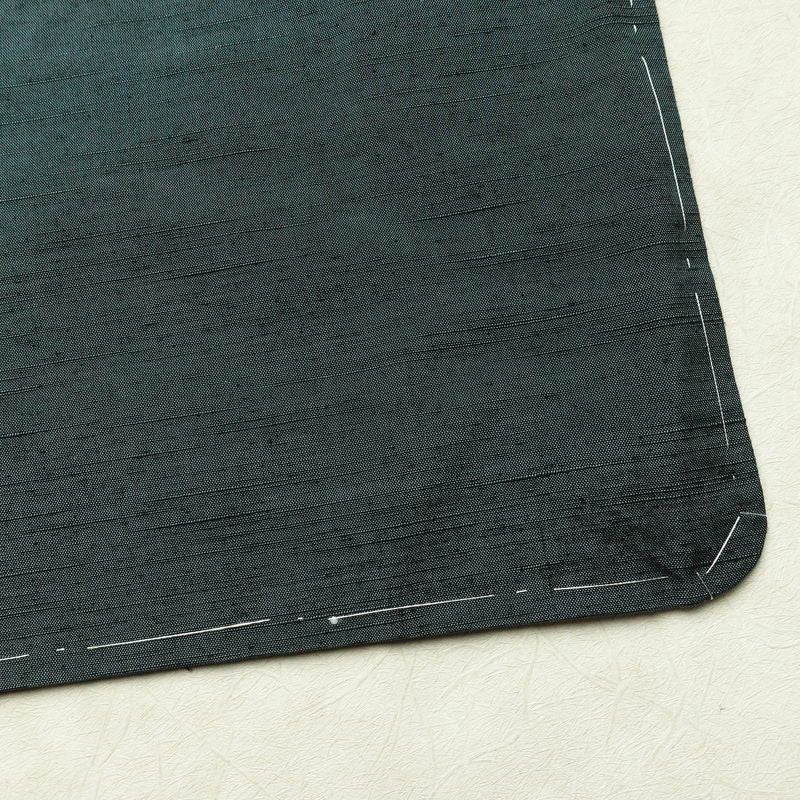 男性用 紬 着物 美品 羽織付き 2点セット しつけ糸付き アンサンブル 正絹 無地 袷仕立て 身丈136cm 裄丈67.5cm リサイクル着物 着物 青緑 緑・うぐいす色_画像13