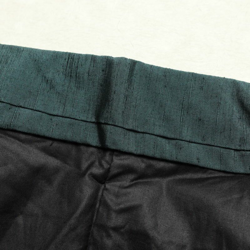 男性用 紬 着物 美品 羽織付き 2点セット しつけ糸付き アンサンブル 正絹 無地 袷仕立て 身丈136cm 裄丈67.5cm リサイクル着物 着物 青緑 緑・うぐいす色_画像16