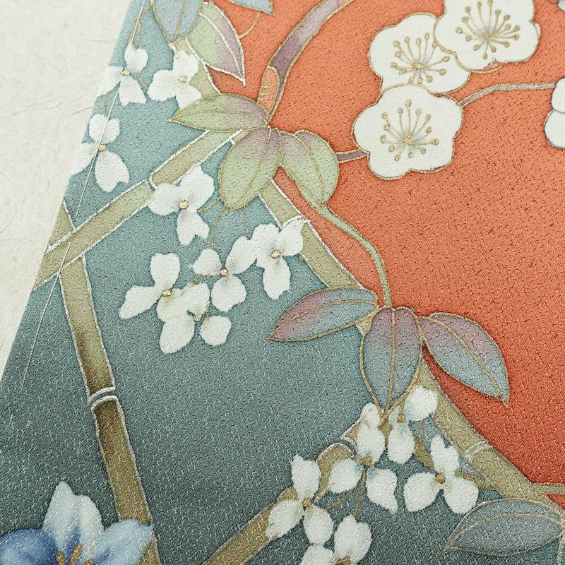 訪問着 美品 二代目清次郎 落款入り しつけ糸付き 正絹 花柄 袷仕立て 身丈161cm 裄丈62cm リサイクル着物 着物 共八掛 金彩 入学式 卒業式 七五三 お宮参り フォーマル 雀茶 茶_画像9