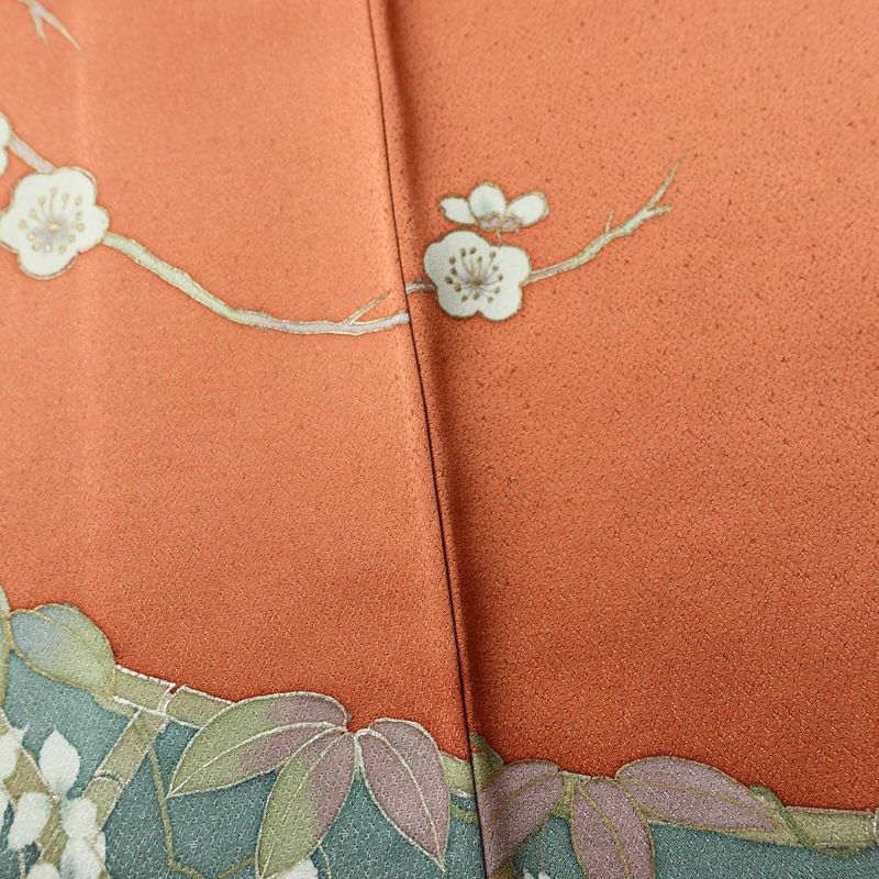 訪問着 美品 二代目清次郎 落款入り しつけ糸付き 正絹 花柄 袷仕立て 身丈161cm 裄丈62cm リサイクル着物 着物 共八掛 金彩 入学式 卒業式 七五三 お宮参り フォーマル 雀茶 茶_画像11