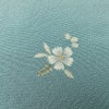 単衣 小紋 良品 縮緬 しつけ糸付き 正絹 花柄 単衣仕立て 身丈165cm 裄丈68cm リサイクル着物 着物 シンプル 青・紺_画像8