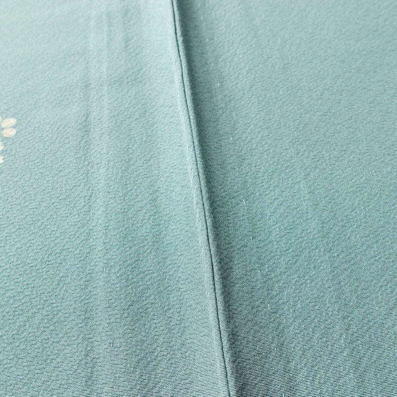 単衣 小紋 良品 縮緬 しつけ糸付き 正絹 花柄 単衣仕立て 身丈165cm 裄丈68cm リサイクル着物 着物 シンプル 青・紺_画像10