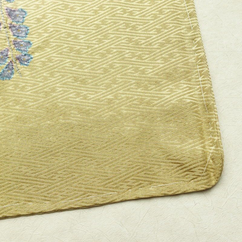 訪問着 良品 辻が花 しつけ糸付き 綸子 正絹 花柄 袷仕立て 身丈164.5cm 裄丈64cm リサイクル着物 着物 箔 共八掛 入学式 卒業式 七五三 お宮参り フォーマル 黄・黄土色_画像17