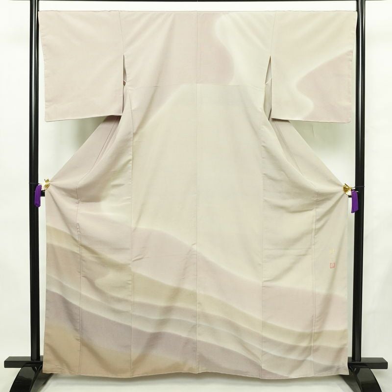 浴衣 美品 夏用 綿絽 バチ衿仕立て 綿 花柄 単衣仕立て 身丈144cm 裄丈