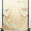 訪問着 良品 しつけ糸付き 正絹 古典柄 袷仕立て 身丈164cm 裄丈66.5cm リサイクル着物 着物 箔 入学式 卒業式 七五三 お宮参り フォーマル 菊 ピンクベージュ ベージュ_画像1