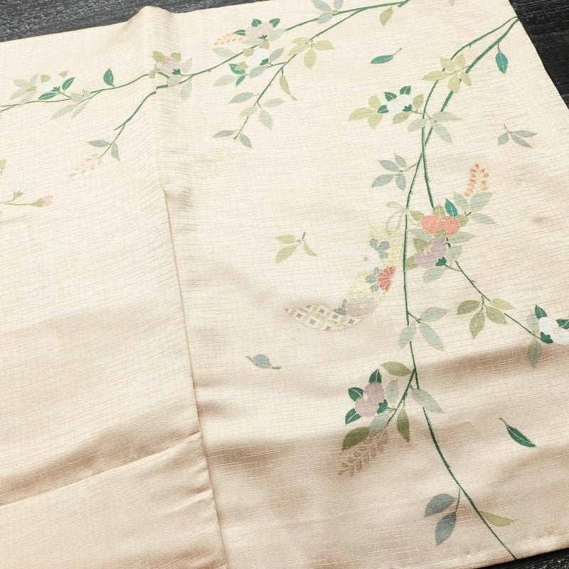 訪問着 良品 しつけ糸付き 正絹 古典柄 袷仕立て 身丈164cm 裄丈66.5cm リサイクル着物 着物 箔 入学式 卒業式 七五三 お宮参り フォーマル 菊 ピンクベージュ ベージュ_画像12