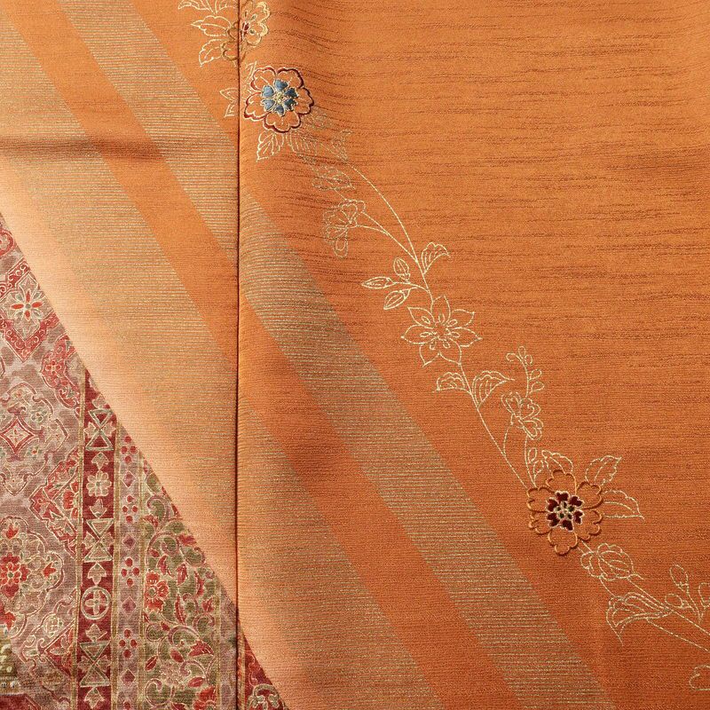 付け下げ 正絹 幾何学柄・抽象柄 袷仕立て 身丈158.5cm 裄丈66cm リサイクル着物 着物 刺繍 金彩 フォーマル 茶_画像6