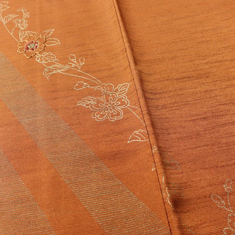 付け下げ 正絹 幾何学柄・抽象柄 袷仕立て 身丈158.5cm 裄丈66cm リサイクル着物 着物 刺繍 金彩 フォーマル 茶_画像11