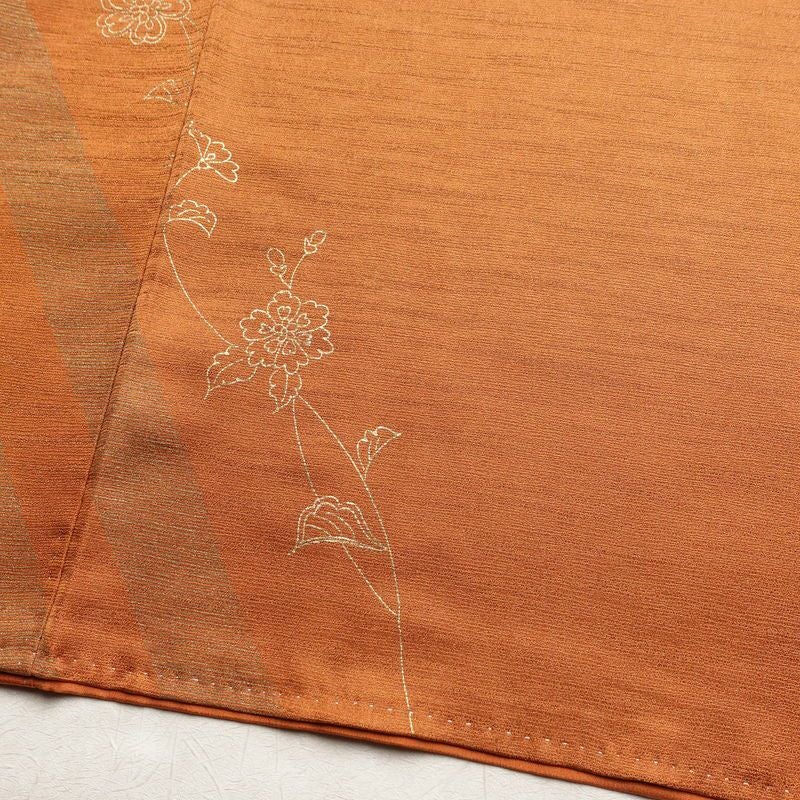 付け下げ 正絹 幾何学柄・抽象柄 袷仕立て 身丈158.5cm 裄丈66cm リサイクル着物 着物 刺繍 金彩 フォーマル 茶_画像12