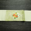 名古屋帯 太鼓柄 良品 しつけ糸付き 正絹 花柄 名古屋仕立て なごや帯 リサイクル帯 帯 箔 シンプル 緑・うぐいす色_画像14