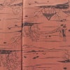 小紋 南部幸雄 落款入り 縮緬 総柄 正絹 風景柄 袷仕立て 身丈164.5cm 裄丈65cm リサイクル着物 着物 モダン 真赭色 ピンク_画像6