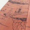 小紋 南部幸雄 落款入り 縮緬 総柄 正絹 風景柄 袷仕立て 身丈164.5cm 裄丈65cm リサイクル着物 着物 モダン 真赭色 ピンク_画像9