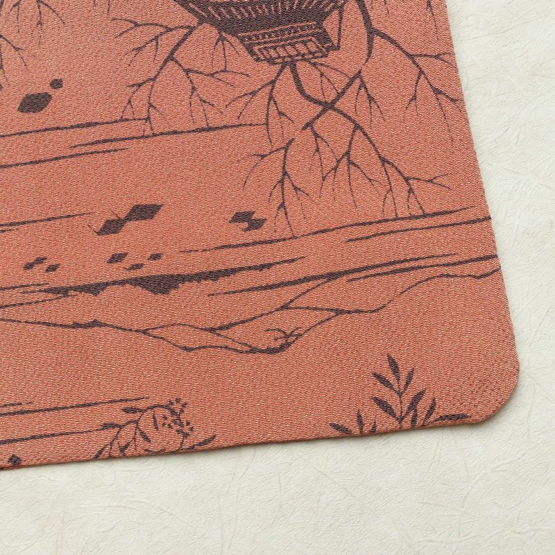 小紋 南部幸雄 落款入り 縮緬 総柄 正絹 風景柄 袷仕立て 身丈164.5cm 裄丈65cm リサイクル着物 着物 モダン 真赭色 ピンク_画像17