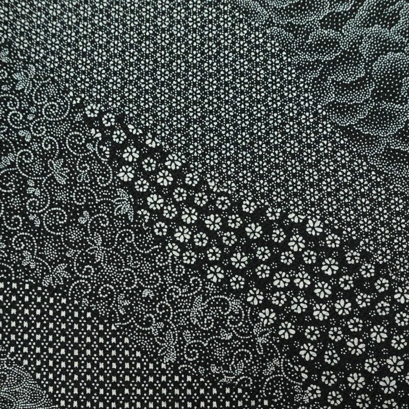 小紋 良品 小紋師 北原寿永 落款入り 縮緬 江戸小紋 総柄 正絹 古典柄 袷仕立て 身丈159.5cm 裄丈64.5cm リサイクル着物 着物 黒_画像7