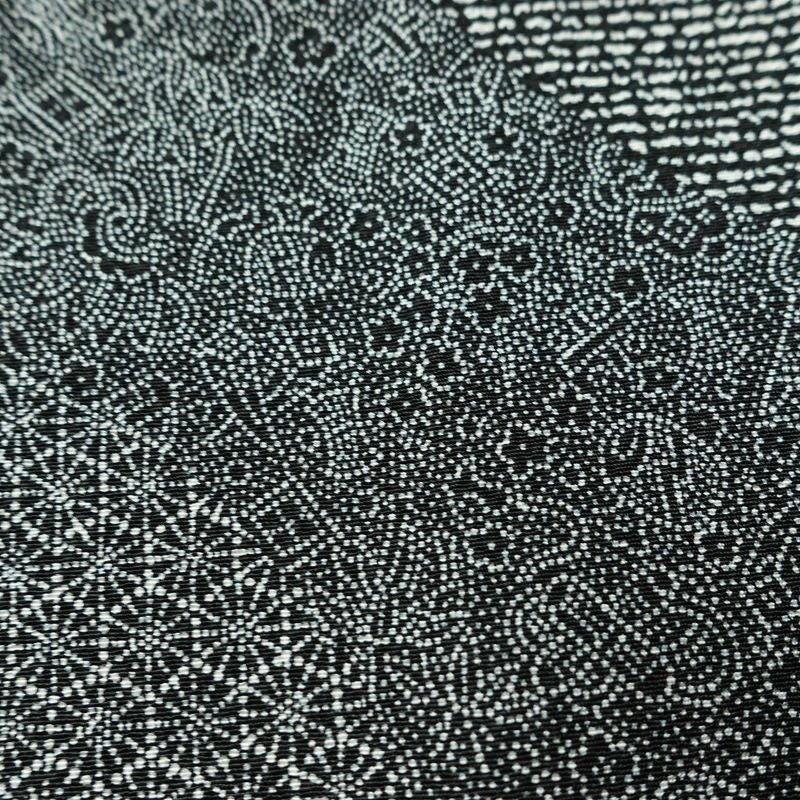 小紋 良品 小紋師 北原寿永 落款入り 縮緬 江戸小紋 総柄 正絹 古典柄 袷仕立て 身丈159.5cm 裄丈64.5cm リサイクル着物 着物 黒_画像8