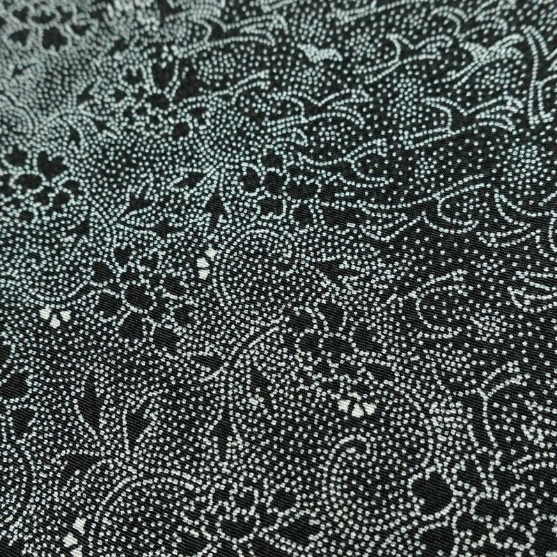 小紋 良品 小紋師 北原寿永 落款入り 縮緬 江戸小紋 総柄 正絹 古典柄 袷仕立て 身丈159.5cm 裄丈64.5cm リサイクル着物 着物 黒_画像9