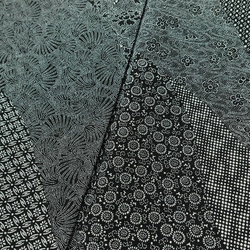 小紋 良品 小紋師 北原寿永 落款入り 縮緬 江戸小紋 総柄 正絹 古典柄 袷仕立て 身丈159.5cm 裄丈64.5cm リサイクル着物 着物 黒_画像10