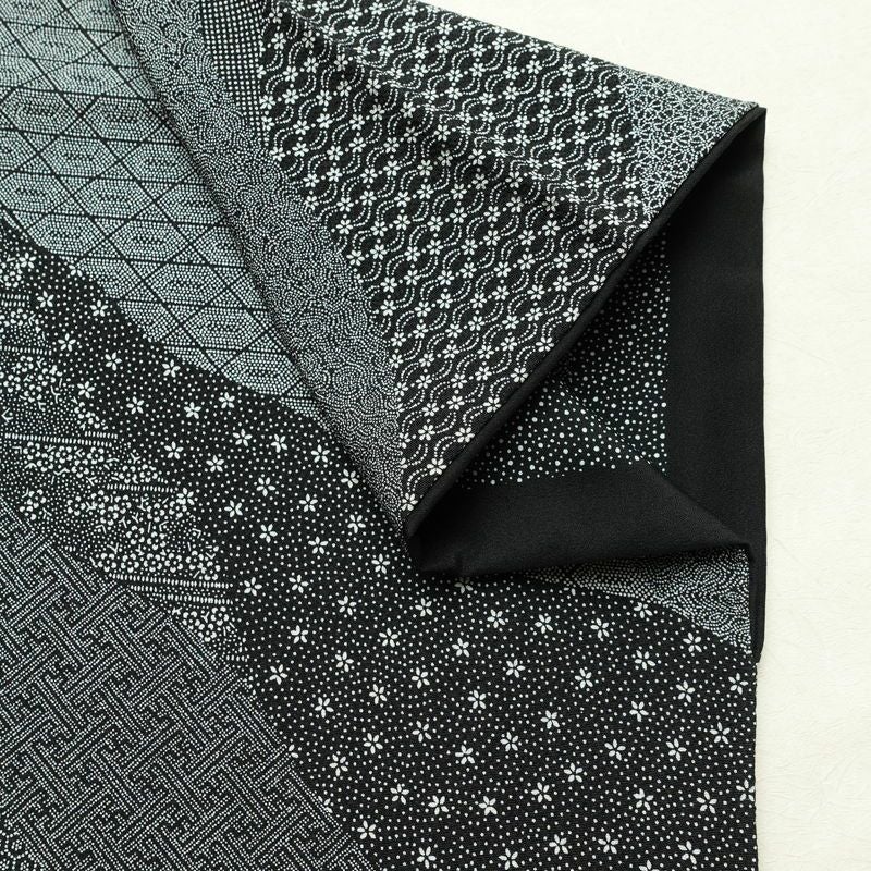 小紋 良品 小紋師 北原寿永 落款入り 縮緬 江戸小紋 総柄 正絹 古典柄 袷仕立て 身丈159.5cm 裄丈64.5cm リサイクル着物 着物 黒_画像15