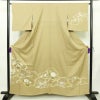 付け下げ 美品 正絹 花柄 袷仕立て 身丈160cm 裄丈65cm リサイクル着物 着物 金彩 入学式 卒業式 七五三 お宮参り フォーマル 黄・黄土色_画像1