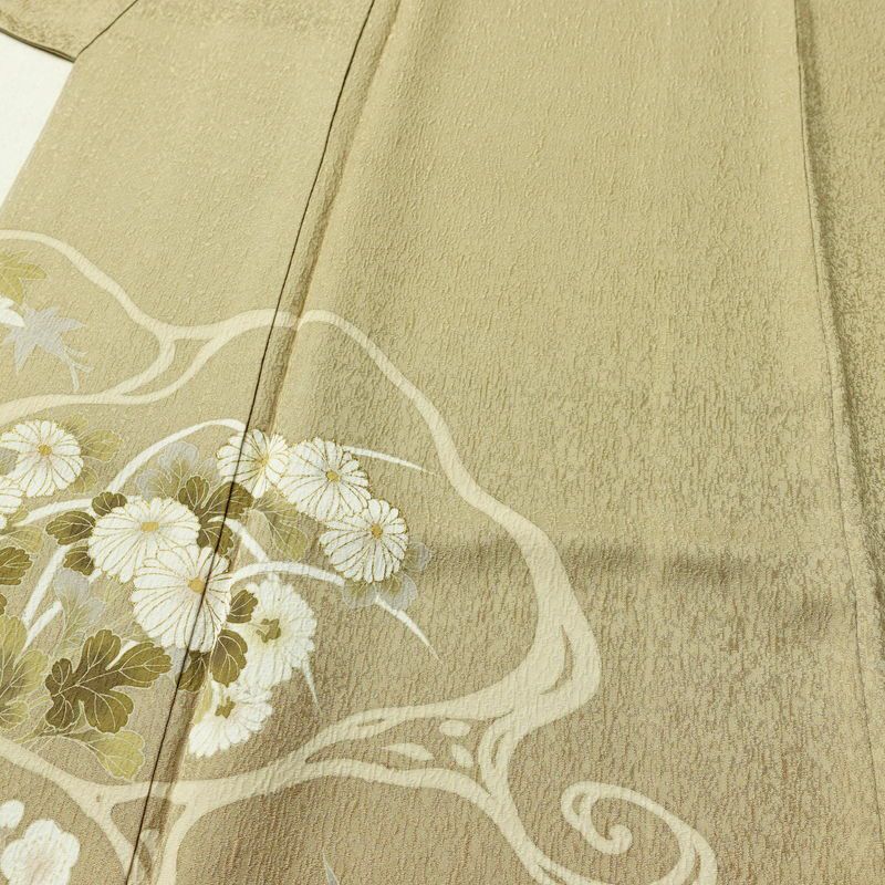 付け下げ 美品 正絹 花柄 袷仕立て 身丈160cm 裄丈65cm リサイクル着物 着物 金彩 入学式 卒業式 七五三 お宮参り フォーマル 黄・黄土色_画像5