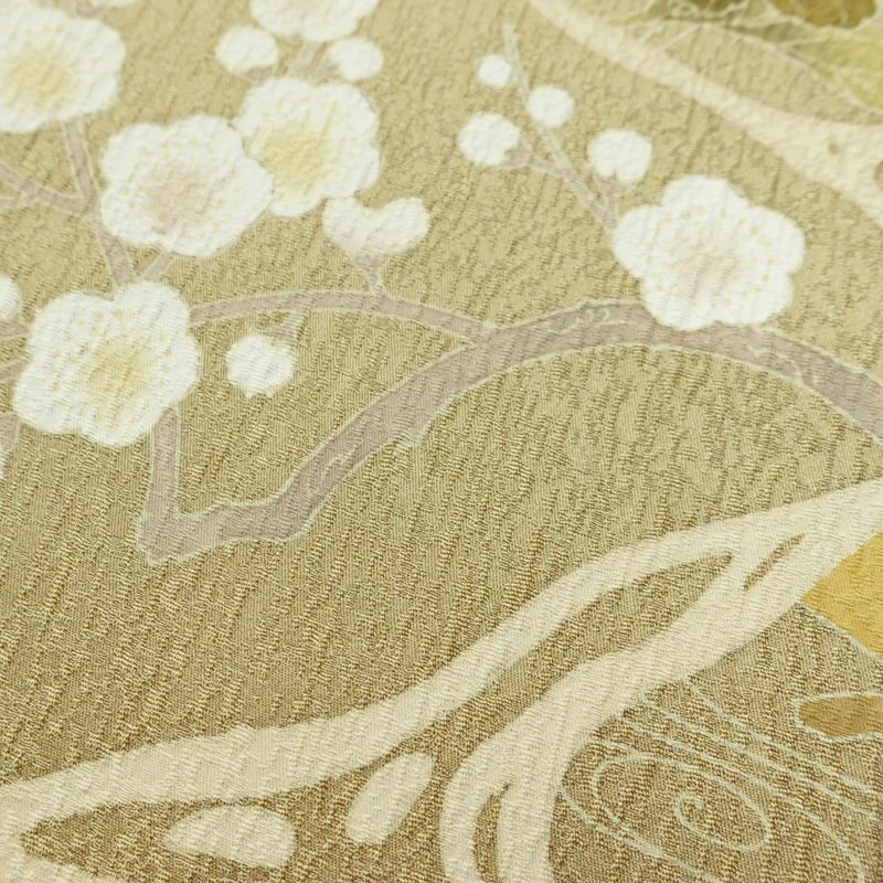 付け下げ 美品 正絹 花柄 袷仕立て 身丈160cm 裄丈65cm リサイクル着物 着物 金彩 入学式 卒業式 七五三 お宮参り フォーマル 黄・黄土色_画像8