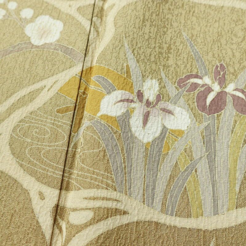 付け下げ 美品 正絹 花柄 袷仕立て 身丈160cm 裄丈65cm リサイクル着物 着物 金彩 入学式 卒業式 七五三 お宮参り フォーマル 黄・黄土色_画像9