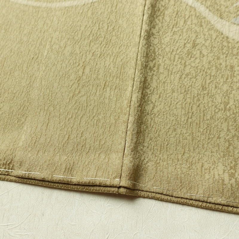 付け下げ 美品 正絹 花柄 袷仕立て 身丈160cm 裄丈65cm リサイクル着物 着物 金彩 入学式 卒業式 七五三 お宮参り フォーマル 黄・黄土色_画像12