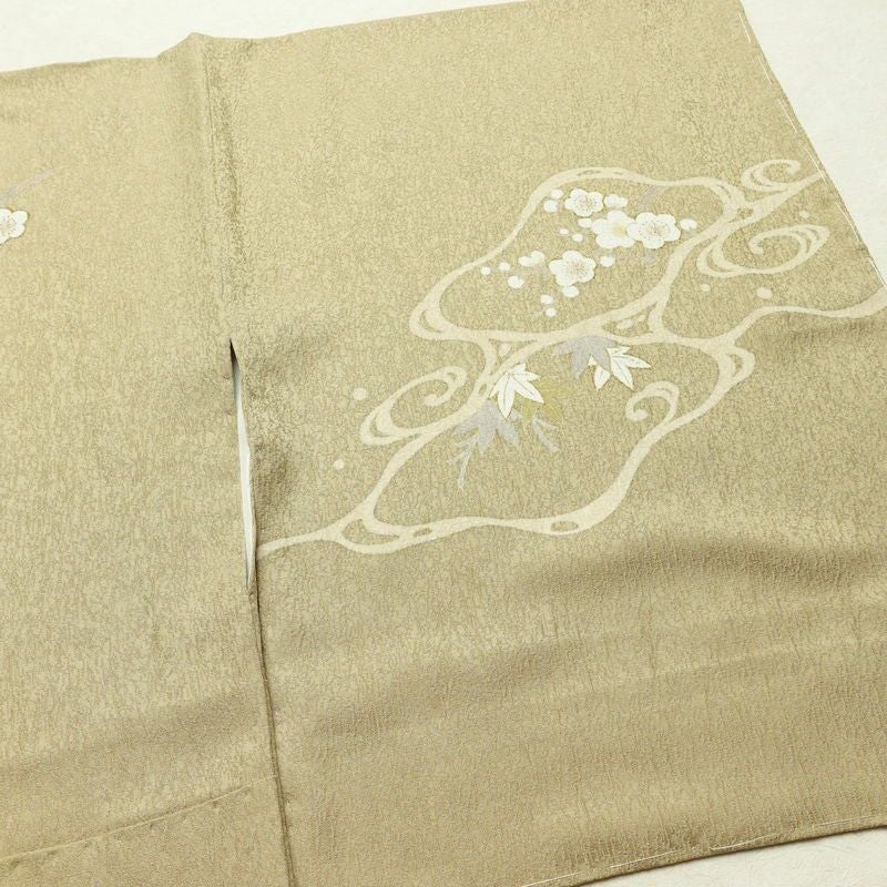 付け下げ 美品 正絹 花柄 袷仕立て 身丈160cm 裄丈65cm リサイクル着物 着物 金彩 入学式 卒業式 七五三 お宮参り フォーマル 黄・黄土色_画像14