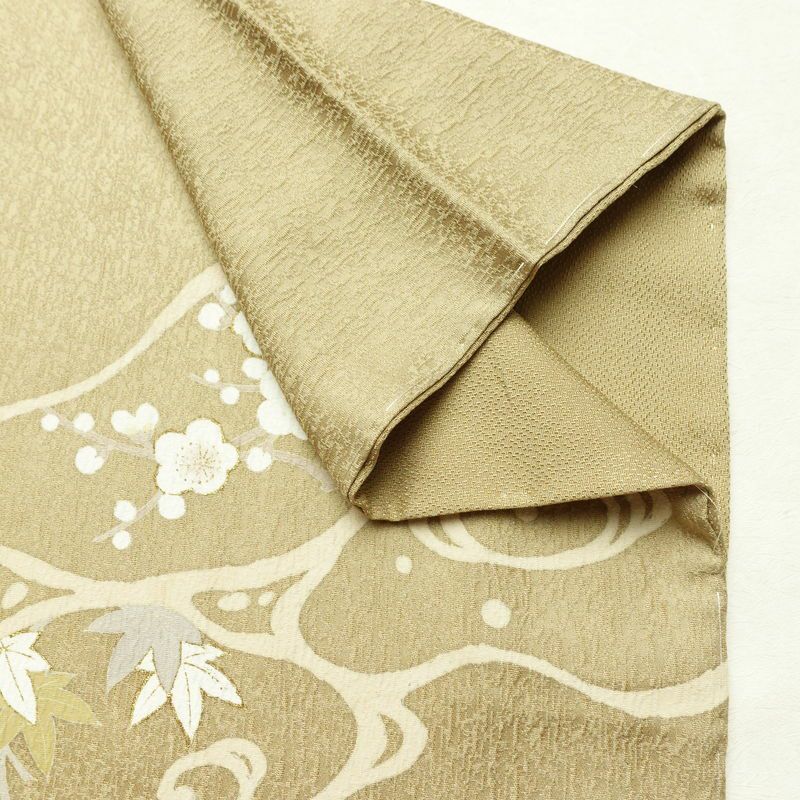 付け下げ 美品 正絹 花柄 袷仕立て 身丈160cm 裄丈65cm リサイクル着物 着物 金彩 入学式 卒業式 七五三 お宮参り フォーマル 黄・黄土色_画像15