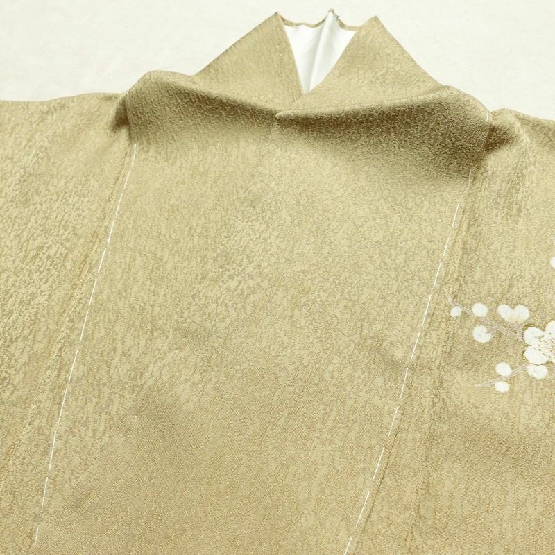 付け下げ 美品 正絹 花柄 袷仕立て 身丈160cm 裄丈65cm リサイクル着物 着物 金彩 入学式 卒業式 七五三 お宮参り フォーマル 黄・黄土色_画像17