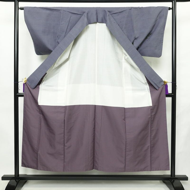 訪問着 一つ紋付き 正絹 花柄 袷仕立て 身丈153cm 裄丈63.5cm リサイクル着物 着物 モダン 紬地 紫・藤色_画像3